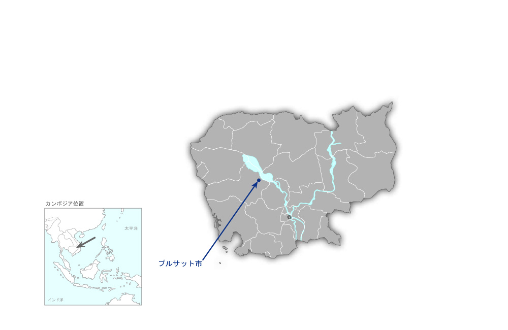 プルサット上水道拡張計画の協力地域の地図