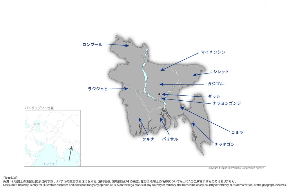 都市機能強化プロジェクトの協力地域の地図