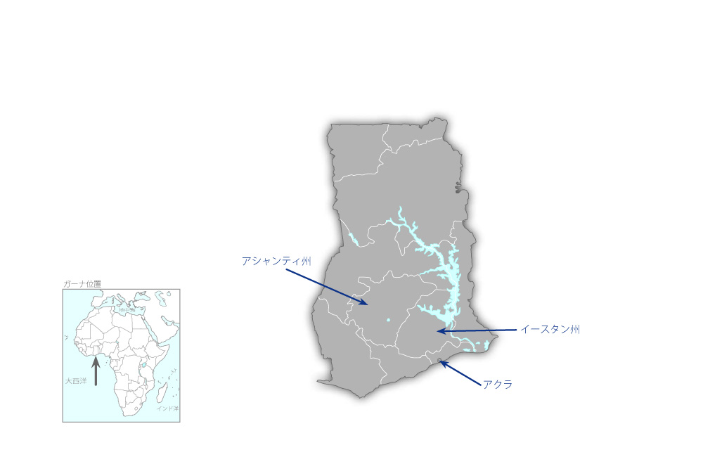 マスメディアを通じたエイズ教育プロジェクトの協力地域の地図
