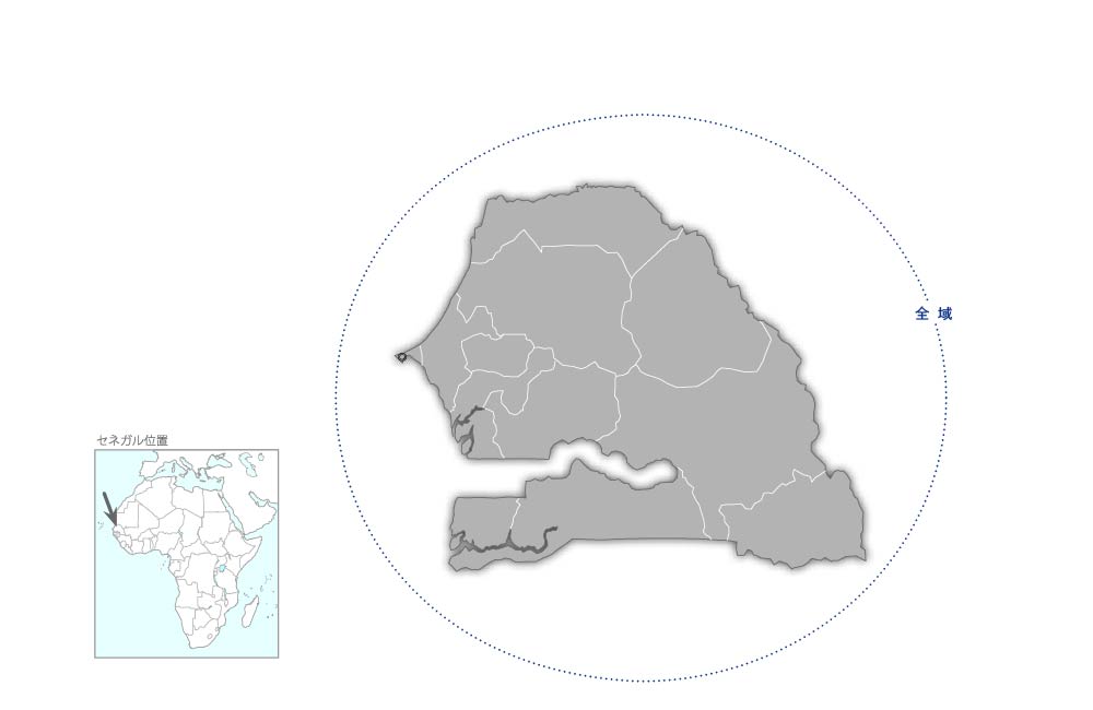 新型コロナウイルス感染症流行下における遠隔技術を活用した集中治療能力強化プロジェクト（セネガル）の協力地域の地図