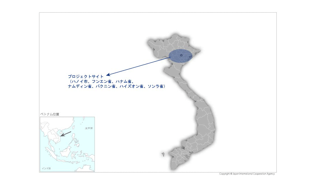 北部地域における安全作物バリューチェーン強化プロジェクトの協力地域の地図