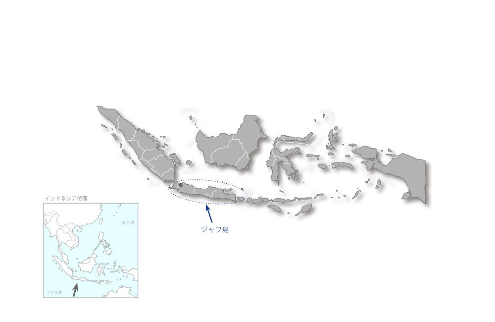 ジャワ島北部海岸保全計画策定プロジェクトの協力地域の地図