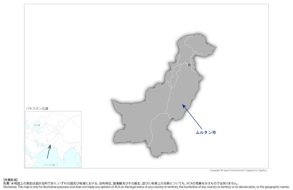 ムルタンにおける下水・排水サービス改善計画の協力地域の地図