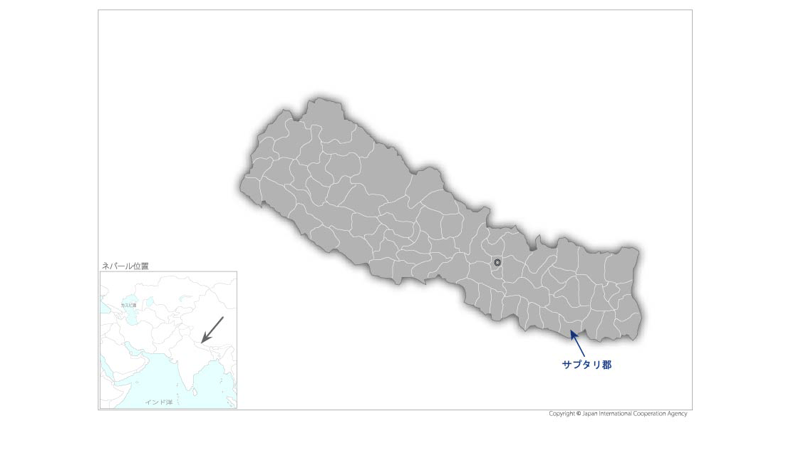 タライ東部地域における灌漑施設改修計画の協力地域の地図