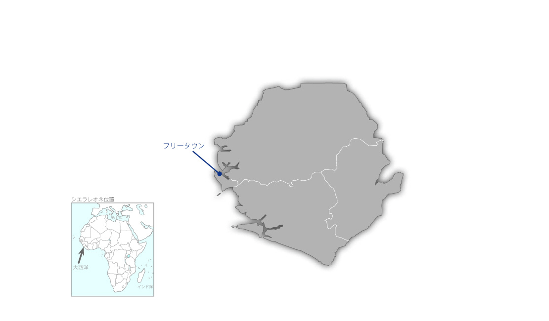 フリータウン半島に沿った配電網拡張計画の協力地域の地図