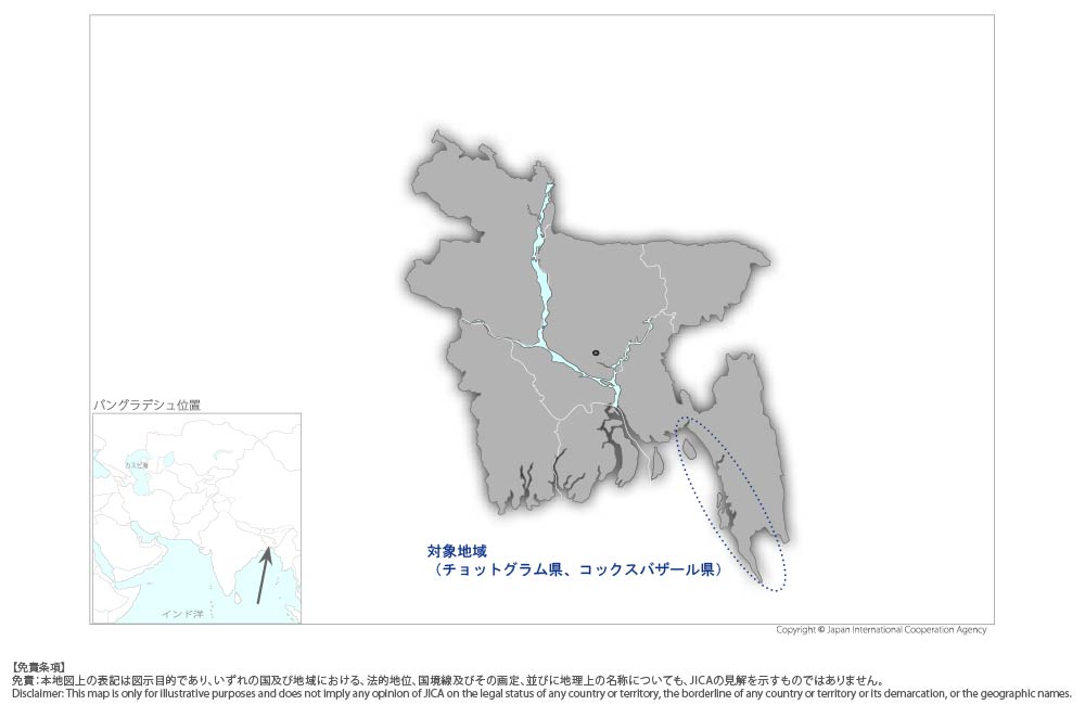 チョットグラム－コックスバザール幹線道路整備事業（第一期）の協力地域の地図