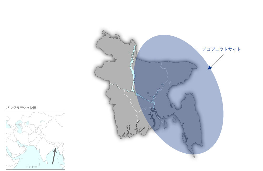 東部バングラデシュ橋梁改修事業の協力地域の地図