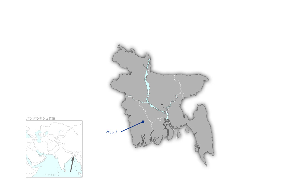 クルナ水供給事業の協力地域の地図