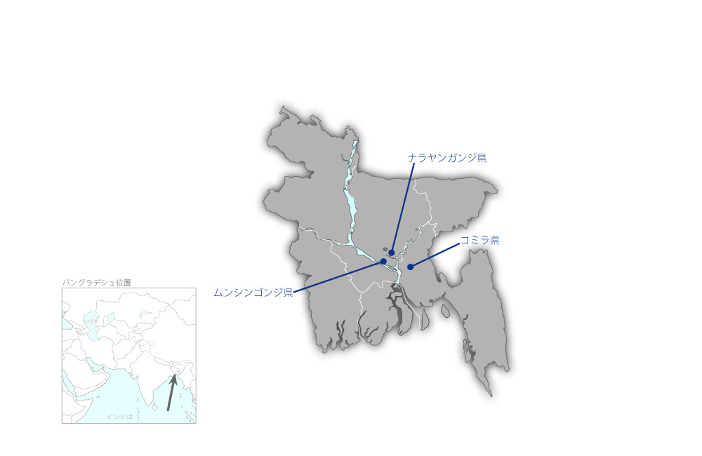 カチプール・メグナ・グムティ第2橋建設・既存橋改修事業（1）の協力地域の地図
