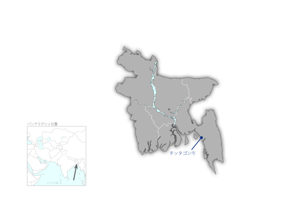 カルナフリ上水道整備事業（フェーズ2）の協力地域の地図