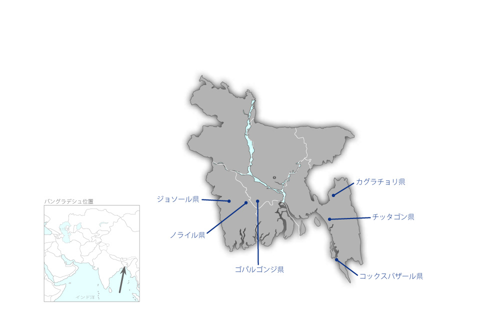 クロスボーダー道路網整備事業（バングラデシュ）の協力地域の地図