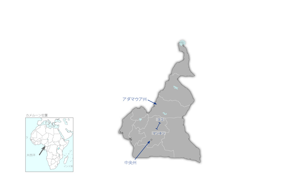 バチェンガ‐レナ間道路整備事業の協力地域の地図