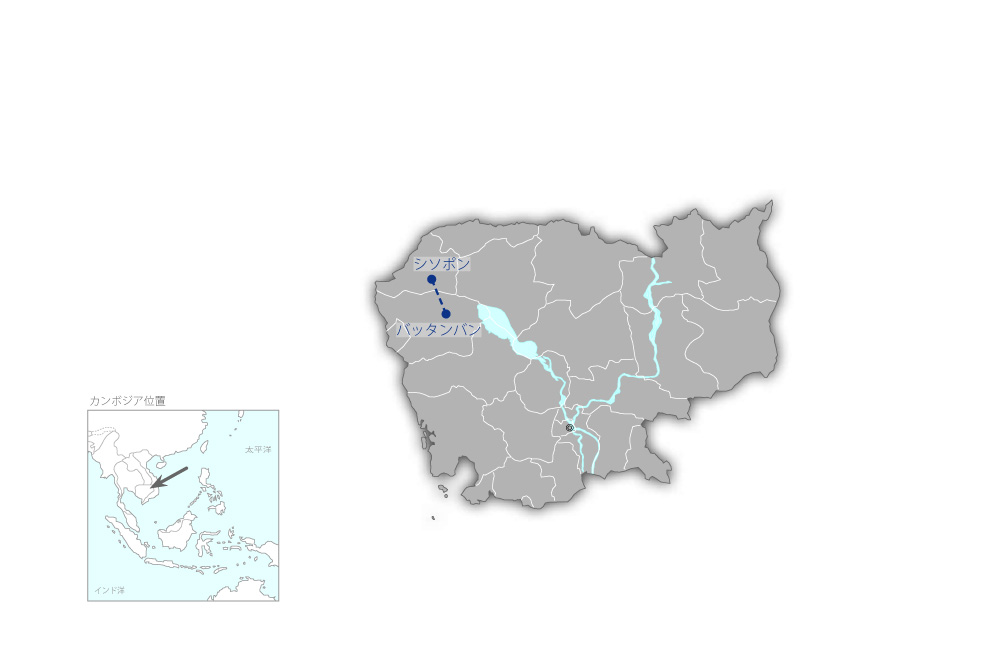 国道5号線改修事業（バッタンバン-シソポン間）の協力地域の地図