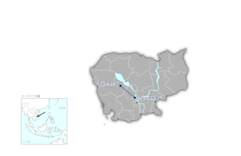 国道5号線改修事業（プレッククダム-スレアマアム間）（1）の協力地域の地図