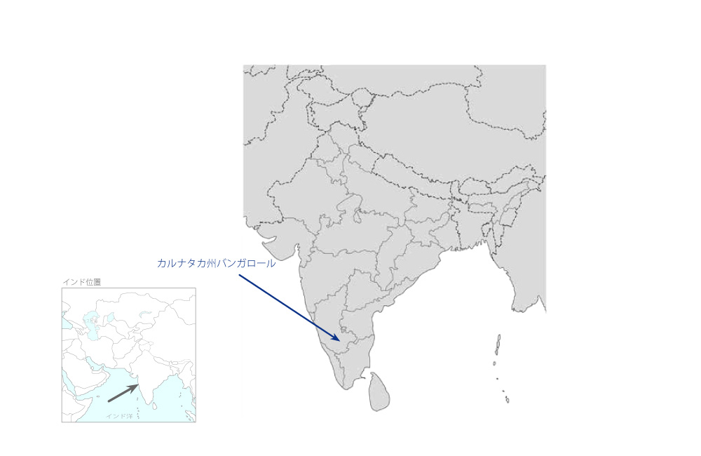 バンガロール市上下水道整備事業の協力地域の地図