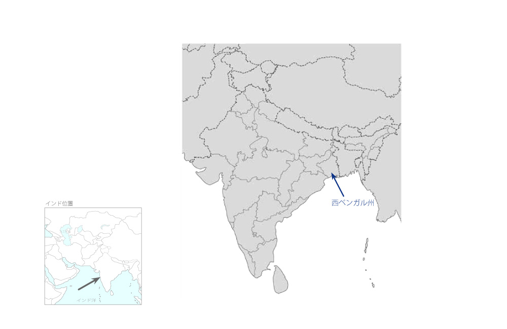 西ベンガル州送電網整備事業（1）の協力地域の地図