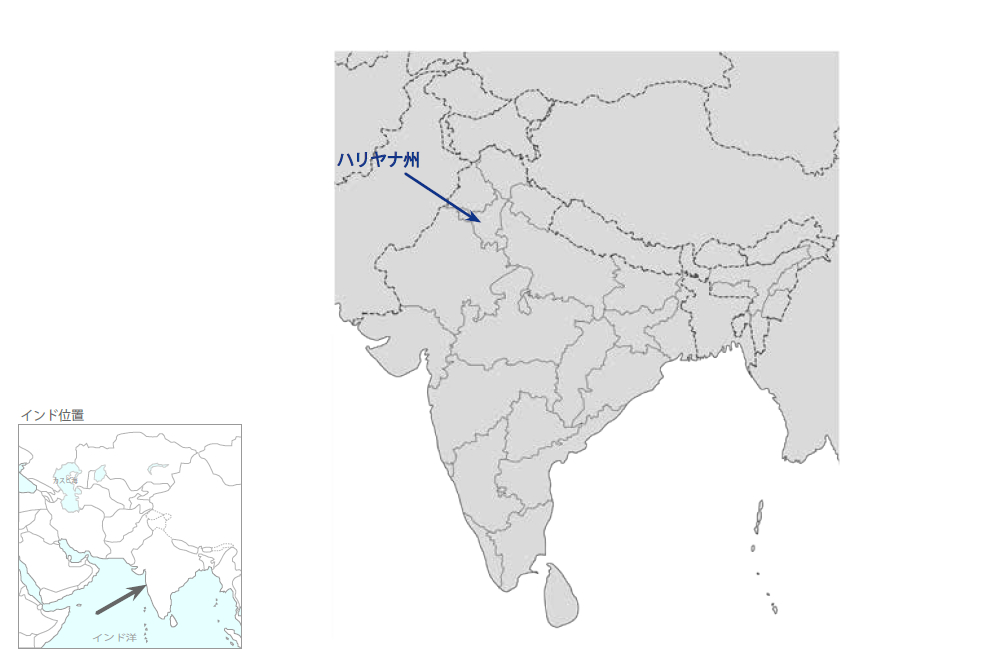 ハリヤナ州送変電網整備事業の協力地域の地図