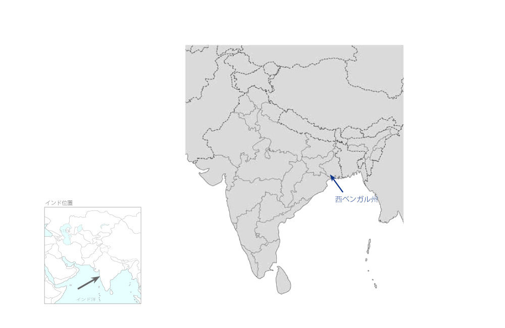西ベンガル州上水道整備事業の協力地域の地図