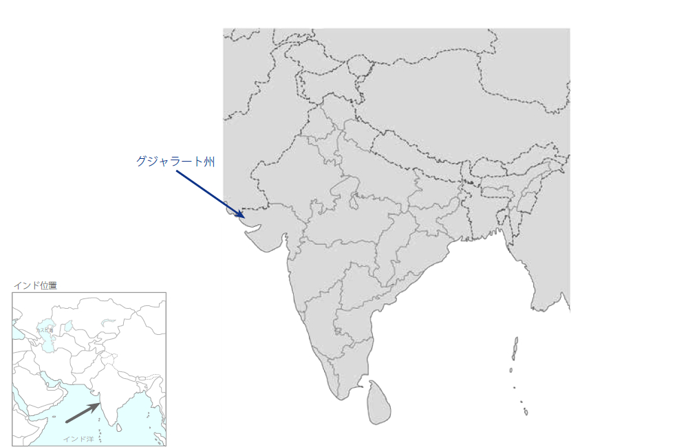 ムンバイ・アーメダバード間高速鉄道建設事業（第一期）の協力地域の地図