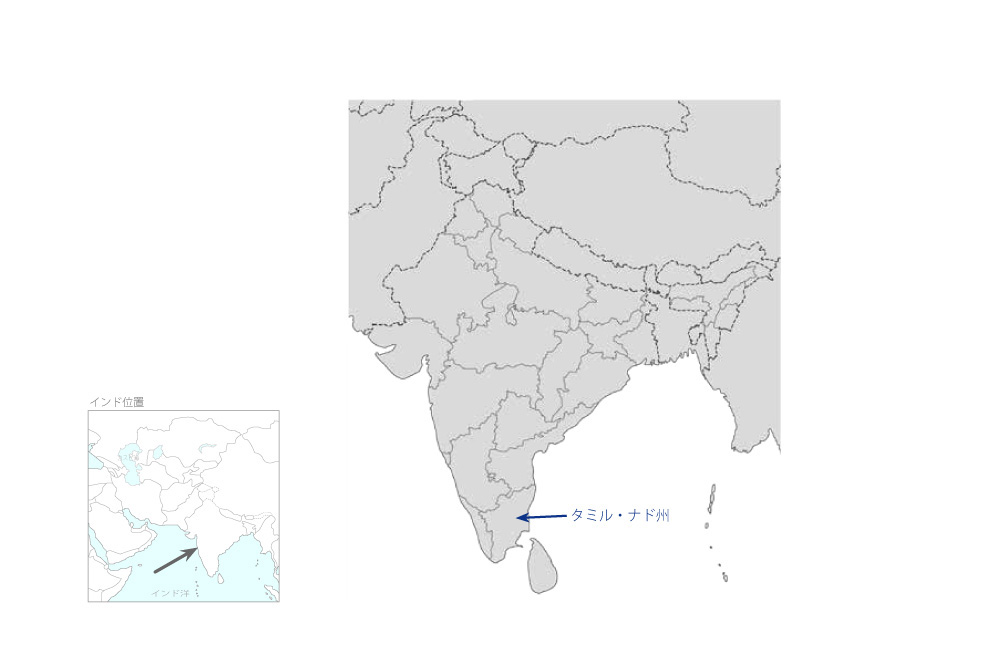 全インド医科大学マドゥライ校整備事業の協力地域の地図