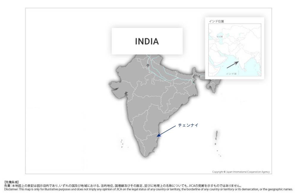 チェンナイ海水淡水化施設建設事業(第二期)の協力地域の地図