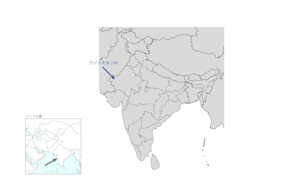 インディラ・ガンジー運河地域植林事業の協力地域の地図