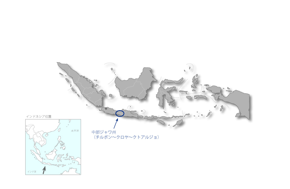 ジャワ南線複線化事業（3）の協力地域の地図