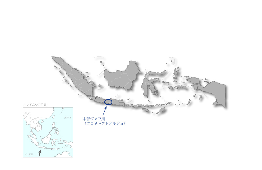 ジャワ南線複線化事業（4）の協力地域の地図