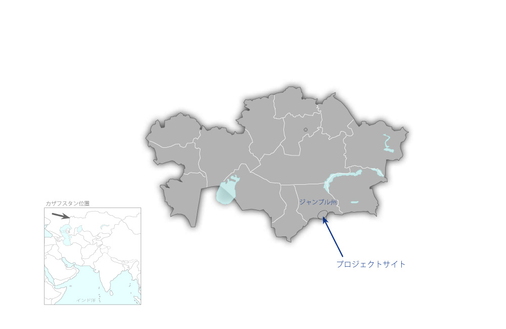 CAREC物流回廊（ジャンブル州）整備事業の協力地域の地図