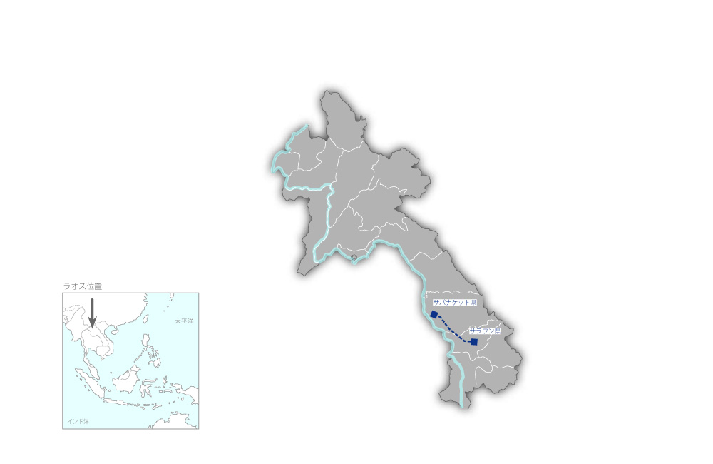 南部地域電力系統整備事業の協力地域の地図