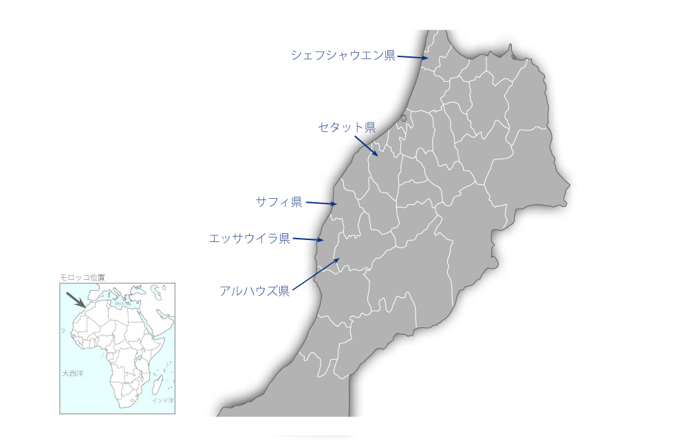 地方道路整備事業（2）の協力地域の地図