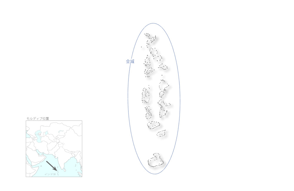 モルディブ津波復興事業の協力地域の地図