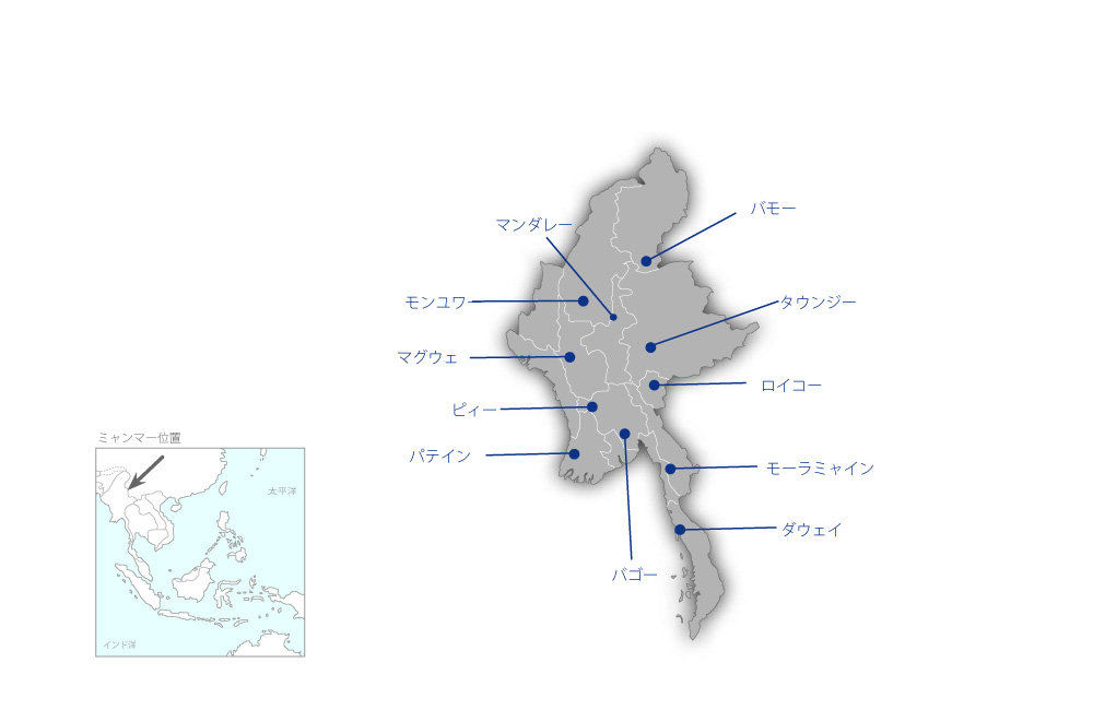 地方主要都市配電網改善事業の協力地域の地図