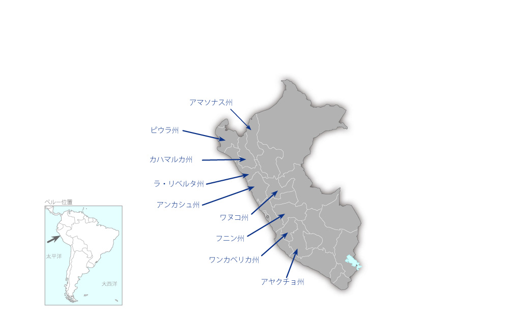 山岳地域小中規模灌漑整備事業の協力地域の地図