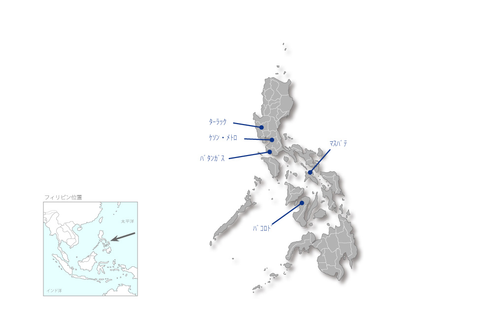 地方都市水道整備事業（4）の協力地域の地図
