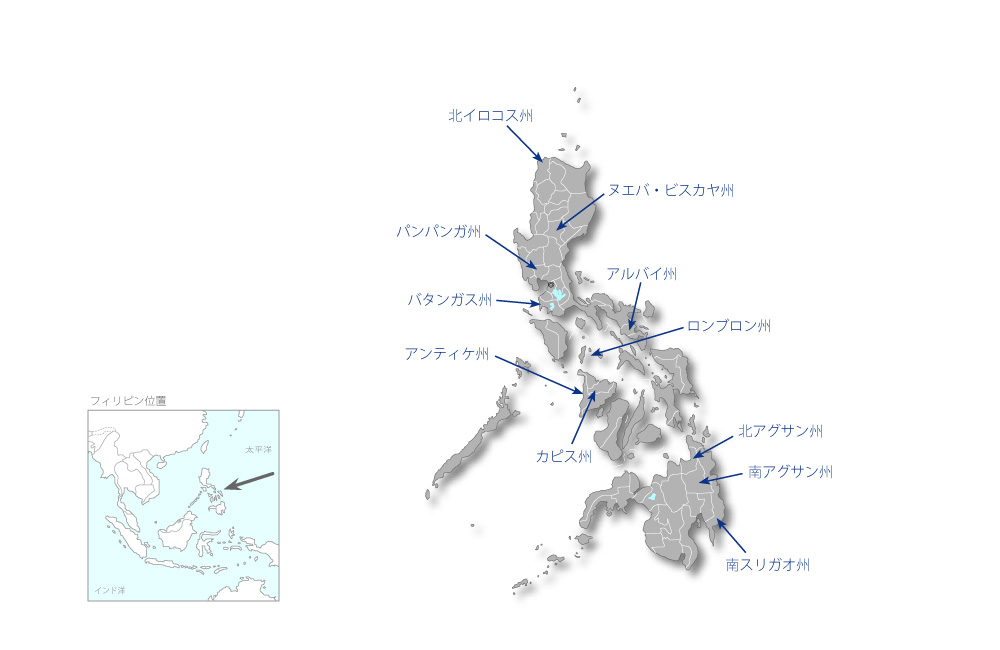 地方道路網整備事業（3）の協力地域の地図