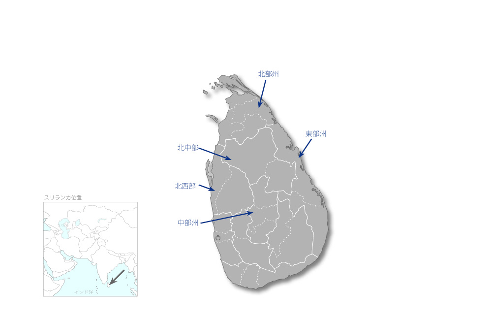 農村経済開発復興事業の協力地域の地図