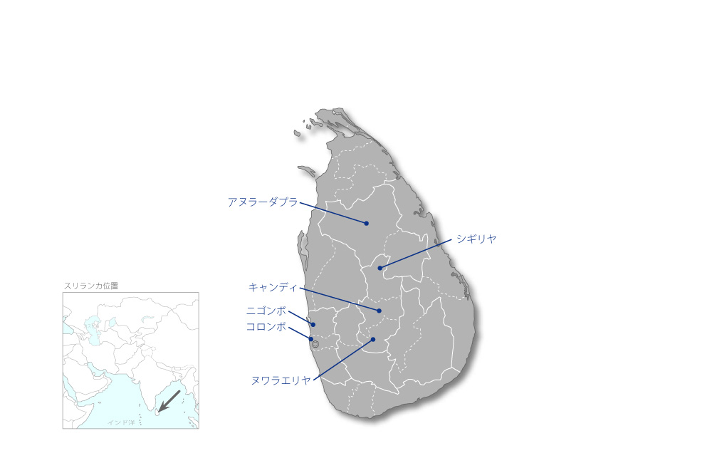 観光セクター開発事業の協力地域の地図