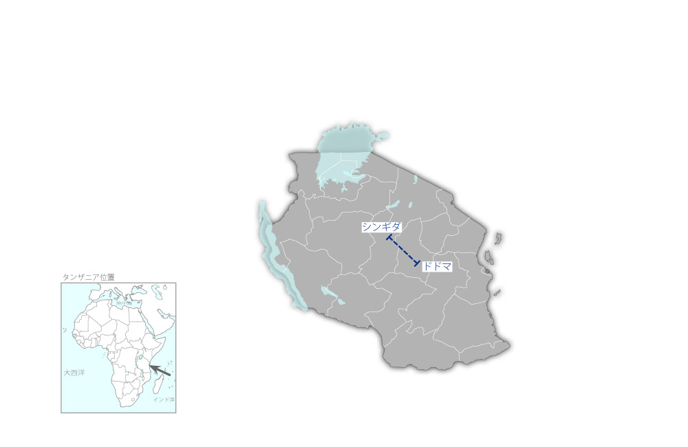 イリンガ-シニャンガ基幹送電線強化事業の協力地域の地図