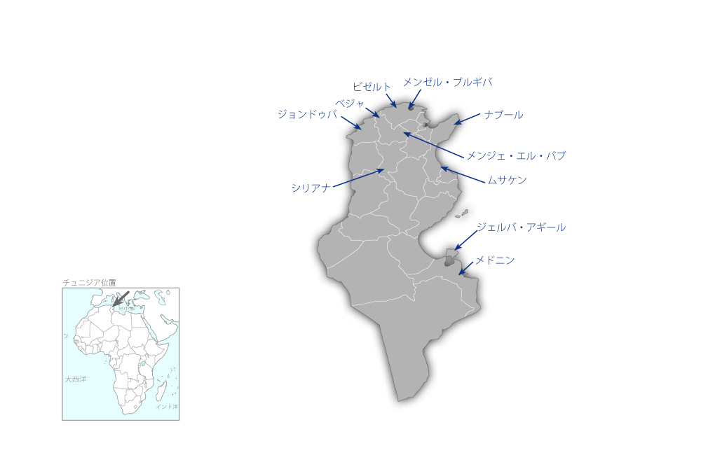 処理済下水利用潅漑事業の協力地域の地図