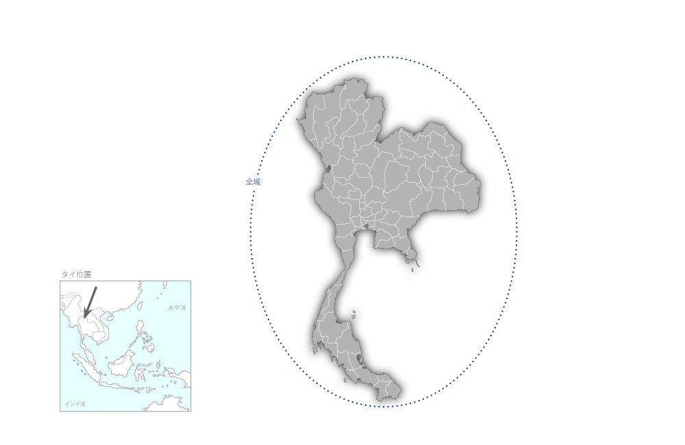 タイ電話網拡充事業（加入者ケーブル2）の協力地域の地図