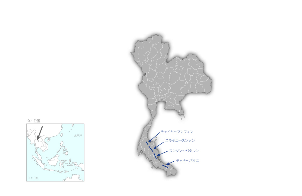 地方幹線道路網改良事業（2）の協力地域の地図