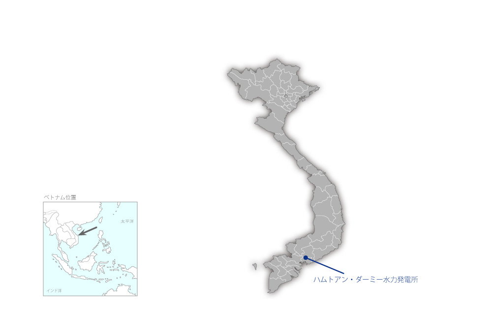 ハムトアン・ダーミー水力発電所建設事業（1）の協力地域の地図