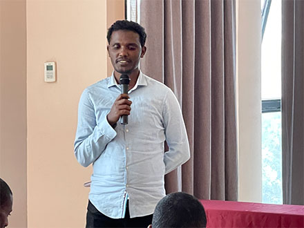 The focal person of Ministry of Agriculture delivering his remark on behalf of Project Director, during the closing session of the workshop.