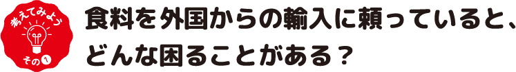 食料を外国からの輸入に頼っていると、どんな困ることがある？