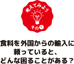 食料を外国からの輸入に頼っていると、どんな困ることがある？