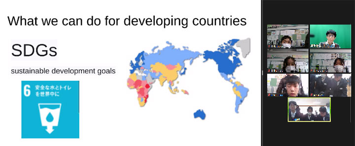 生徒たちがゲストに対して、SDGsのプレゼンテーションをしました
