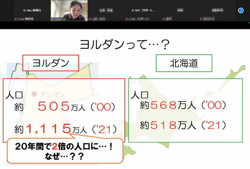 ヨルダンについて 人口が20年で2倍となっています。