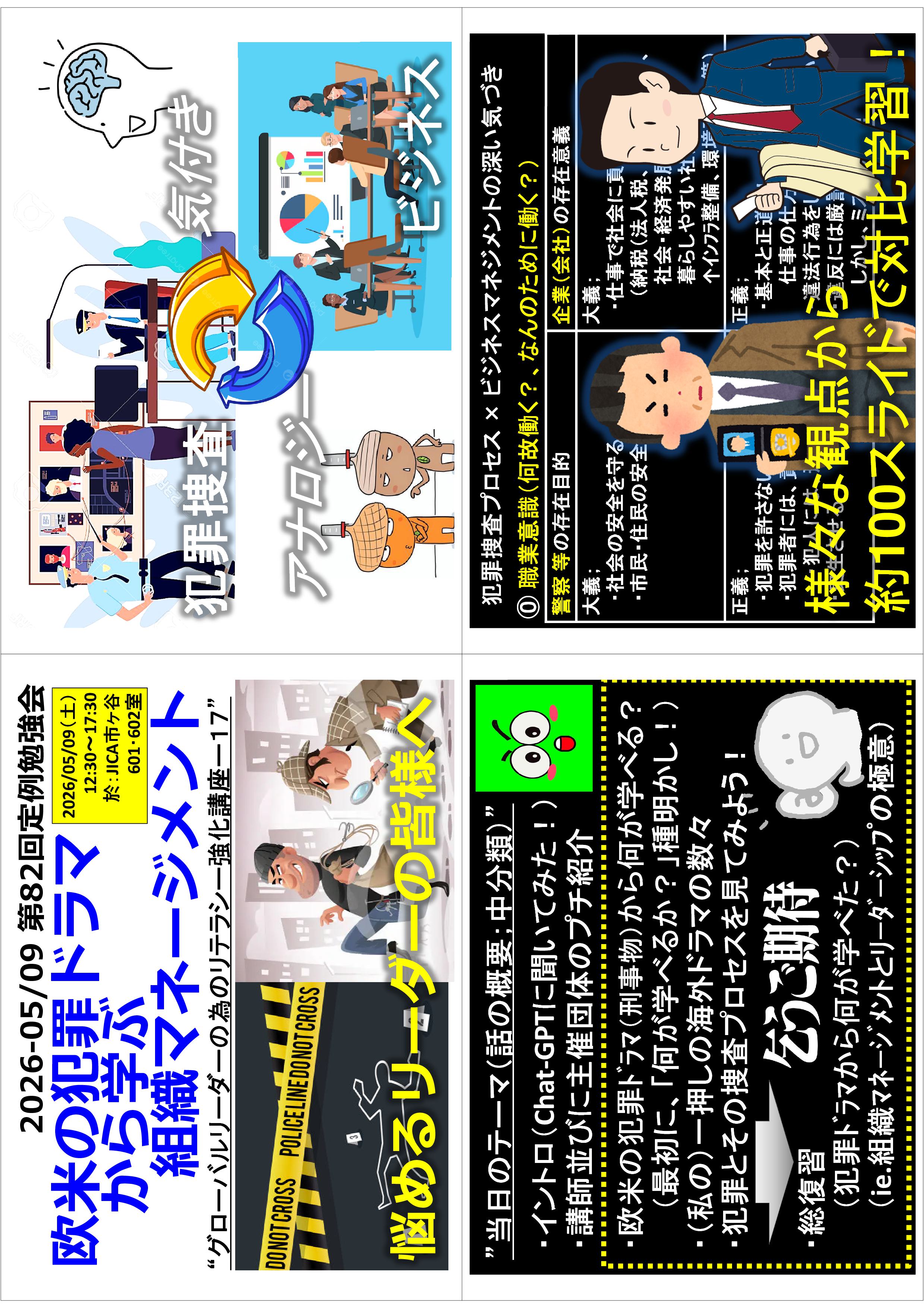 「欧米の犯罪ドラマから学ぶ組織マネージメント」＜グローバルリーダーの為のリテラシー強化シリーズ(17)＞（国際協力レポーター・ODA民間モニターOG/OB会：第82回定例勉強会）