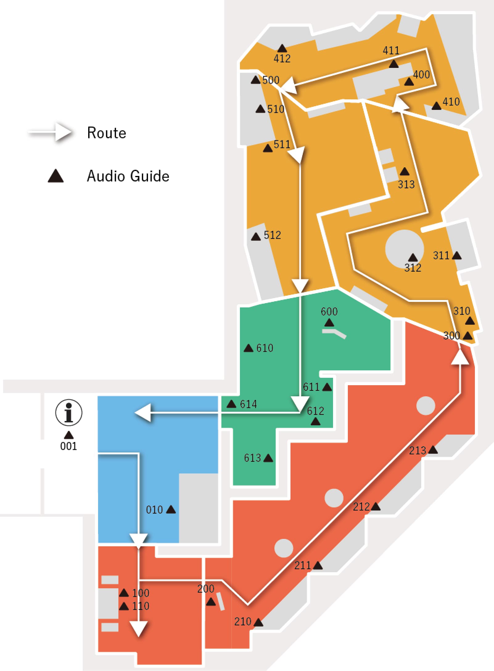 進行ルートとオーディオガイドの位置がわかる館内マップ
